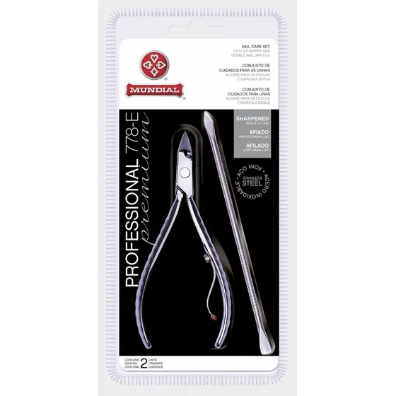 Alicate Mundial Pedicura Recto Uñas Cuticulas+repujador 778e