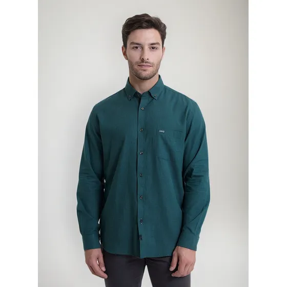 Camisa Algodón Comfort Fit Verde Petróleo