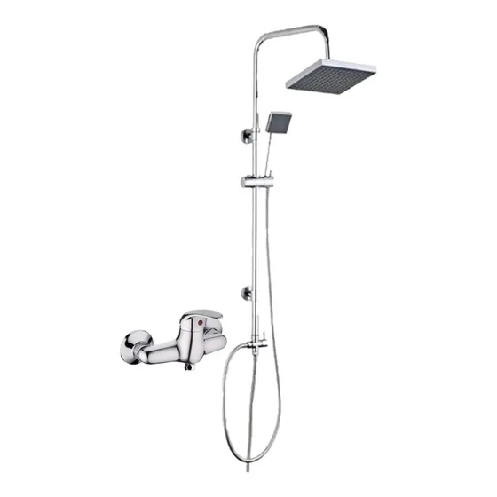 Barral Columna Ducha Acero Inox. Roseta Y Monocomando Pf Color Gris