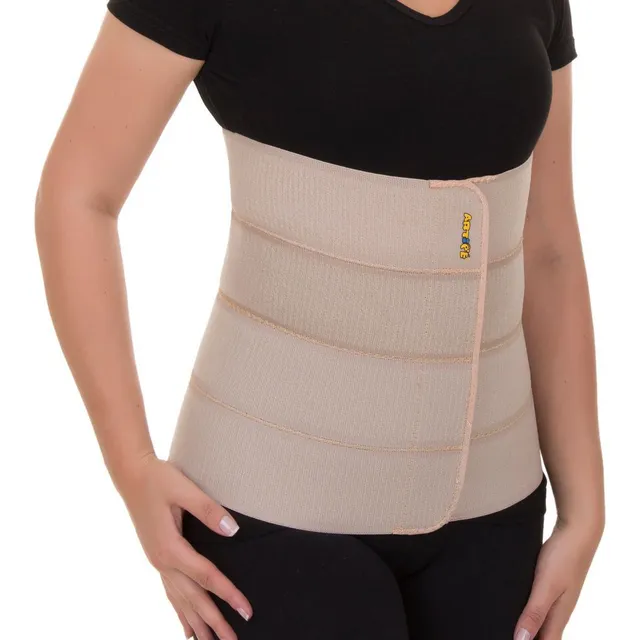 Cinta Abdominal Elástica 4 Gomos Bege Para P, M E G