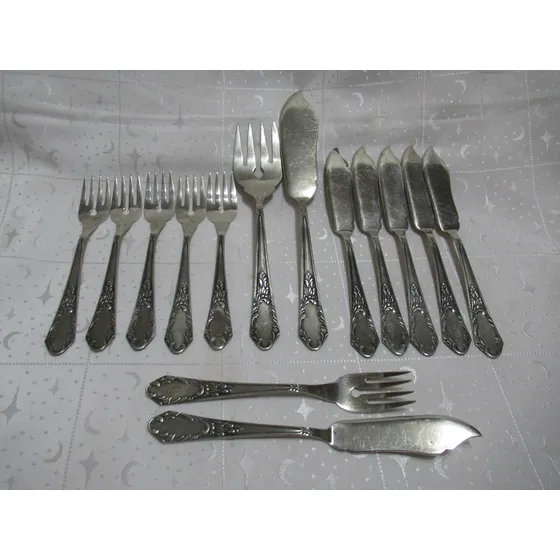 Juego 14 Cubiertos Pescado Alpaca Cuchillo Tenedor 13793