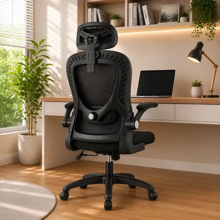 Cadeira Escritório Confortável Ergonômica Giratória Legacy Preto Algodão