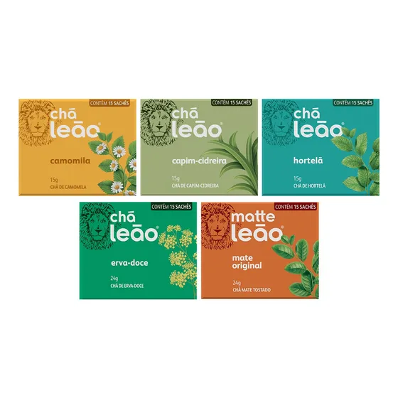 Combo Chá Leão Da Linha Ervas - 5 Caixas 75 Sachês