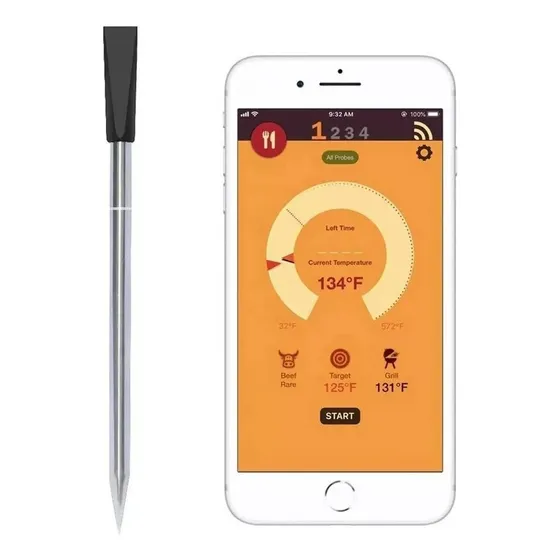 Termometro De Carne Alimento Liquid Bluetooth App Acero Inox