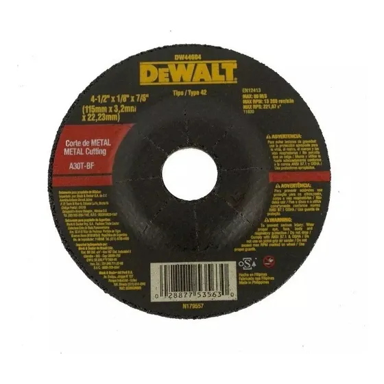 Disco De Corte  Dewalt 4-1/2 X 1/8 X 7/8     Dw44604