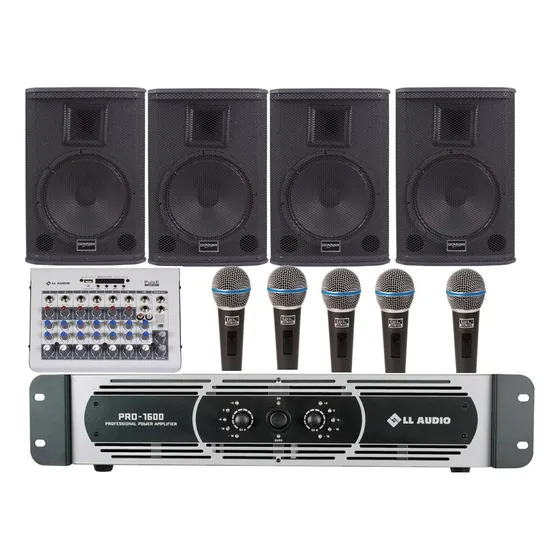 Sistema Som Igreja, Auditório-mesa Amplificador+caixa+microf