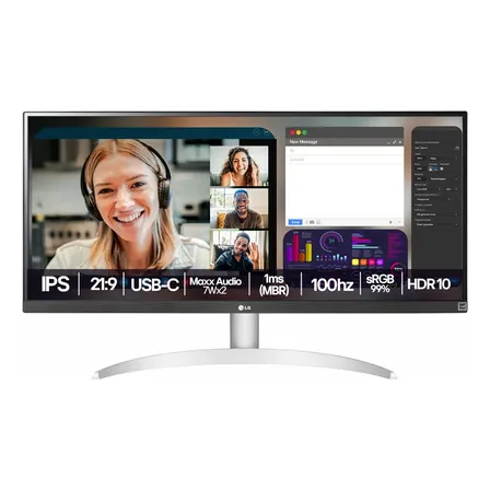 Monitor LG UltraWide - Tela IPS de 29", 21:9, USB-C, 7Wx2 MaxxAudio, sRGB 99%, 100Hz - 29WQ600B