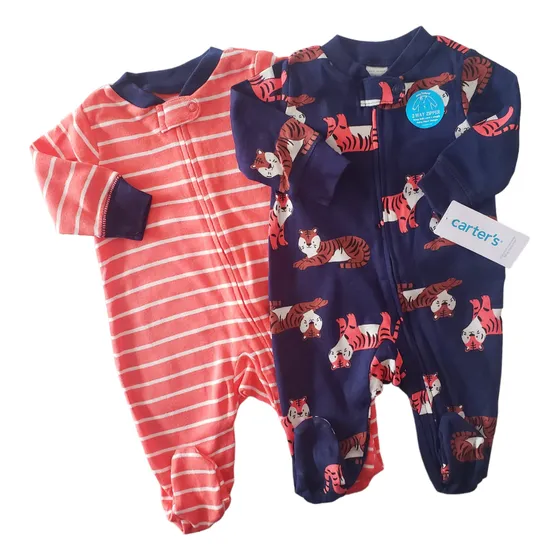 Pack De Enteritos Pijamas Carters Bebe Tigre Rayas 