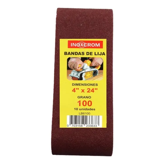 Lija De Banda 4 PuLG X 24 PuLG - 10 Unidades Inoxcrom