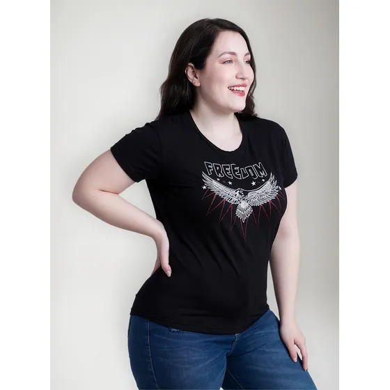 Remera Onyx Viscosa Aguila Con Brillo Mujer Plus Size