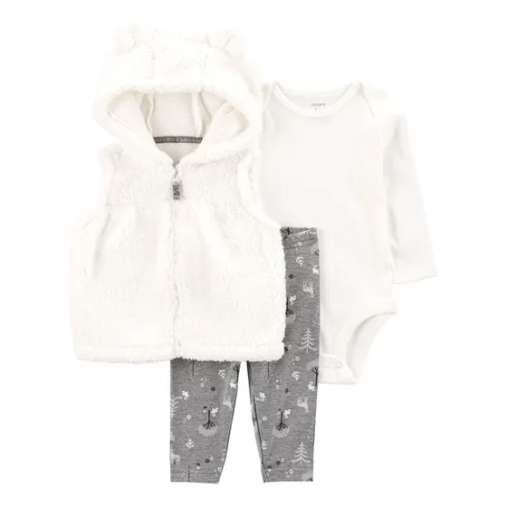 Set De 3 Piezas Carters Chaleco Con Capucha 12m