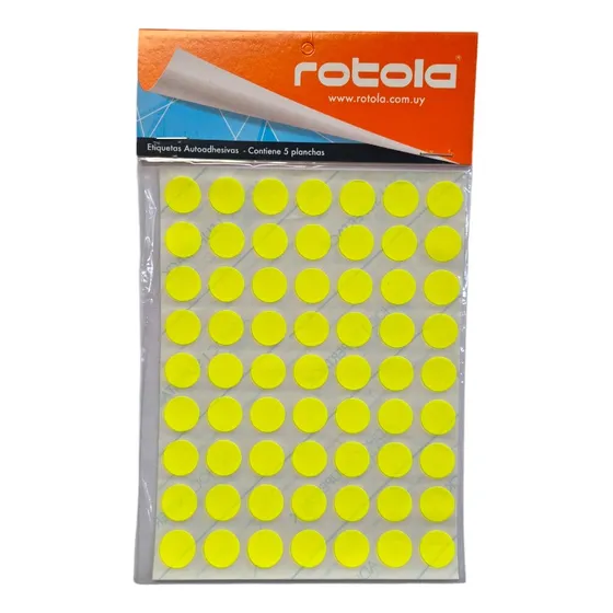 Etiquetas Rotola Circulares 15mm. Fluo Serviciopapelero