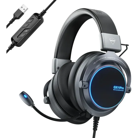 Machenike Gx11 Pro Audifonos Gamer con Micrófono Headset con Cable de 2m con Conexión USB-A para PS4, PS5 y PC