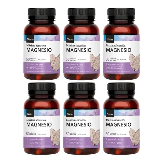 Magnesio Natier X50 Capsulas Fatiga Estres Ansiedad X6 Unid Sabor Sin sabor