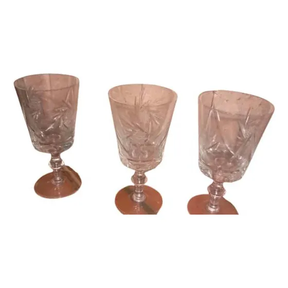 Set 6 Copas De Vino De Cristal Labrados Con Base Redonda