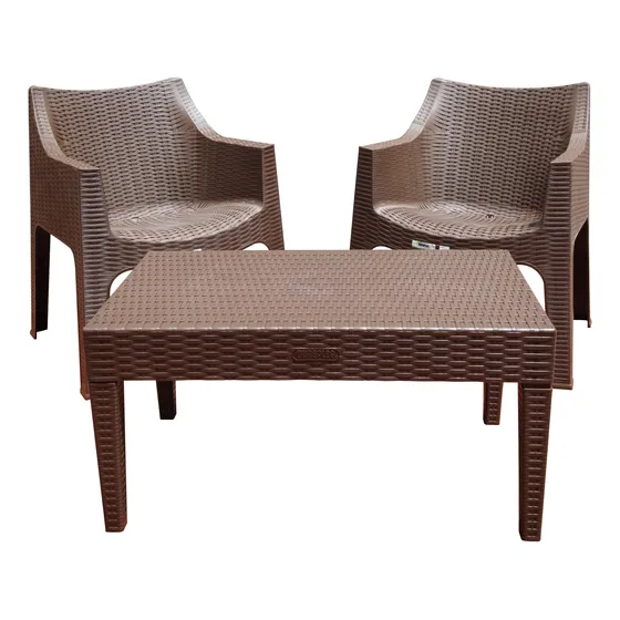 Juego De Sillas Poltrona Rattan C/mesa Rectangular Para Sala