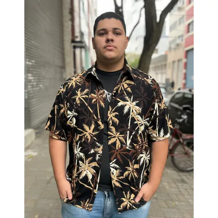 Camisa Social Estampada Floral Adulto Masculina `promoção