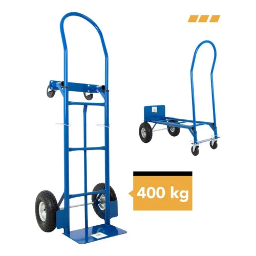 Diablito De Carga 400 kg Plataforma De Acero Con 2 Ruedas Neumáticas KINGDIPLA400 Color Azul Kingsman