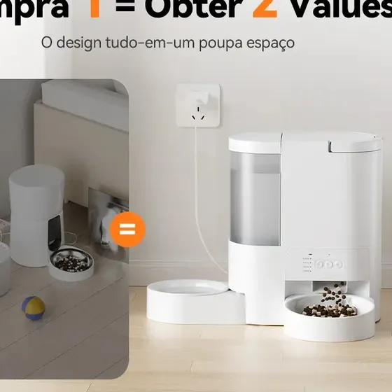 Alimentador e Bebedouro Inteligente 2 em 1 para Gatos e Cães | Comedouro Automático Programável por