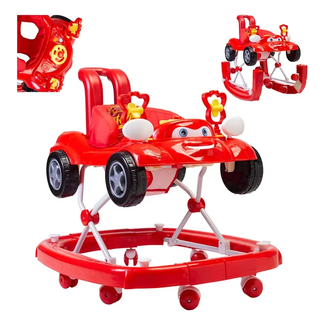 Andadera Mecedora Musical Para Bebé Cars Rust-eze Aeiou Color Rojo