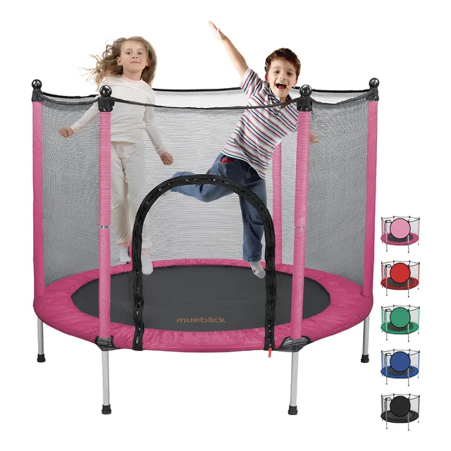 Trampolín Brincolín para Niños Acero Diámetro 140 cm Alto 118 cm Seguridad Blick EDC-001 rosa
