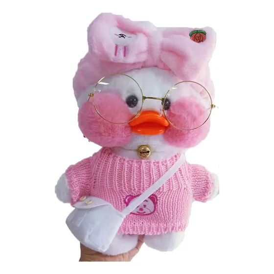 Novo Uma Boneca De Patinho, Pato Branco, Urso Rosa, Roupas,