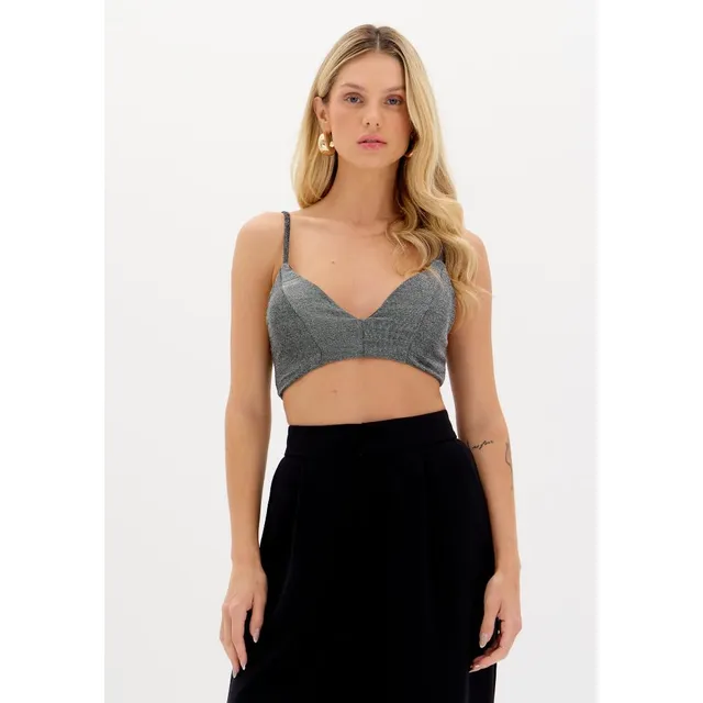 Top Cropped De Alças Decote V