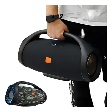 Caixinha De Som Alta Potente , Bombox3 Grande 35cm Aux, Usb Preto