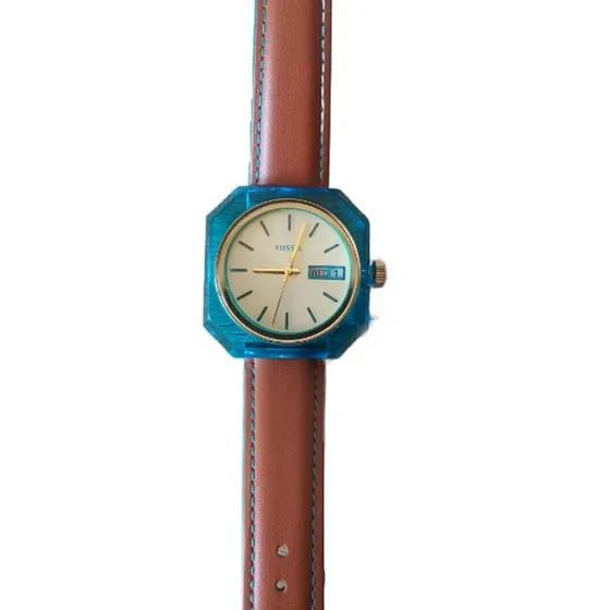 Reloj De Pulsera Fossil Candy Azul Cuero Bicolor