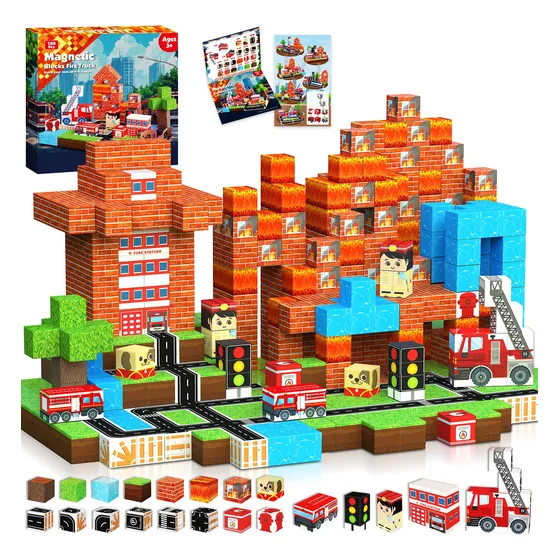 Bloques De Construcción Magnéticos Juego De 100 Cubos Stem