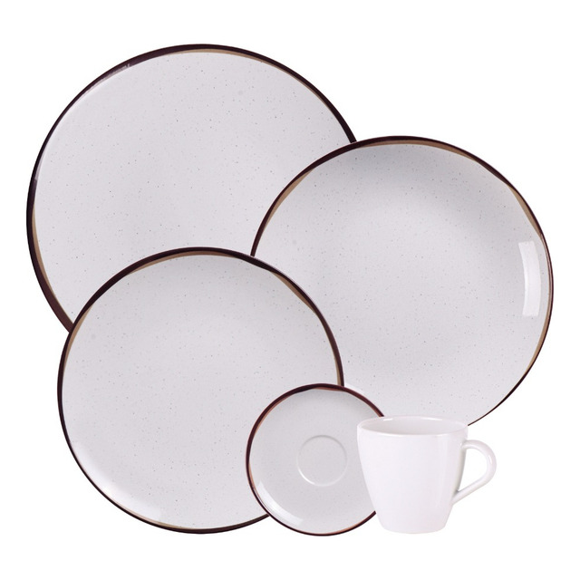 Aparelho De Jantar Canyon Em Porcelana Decorada 20 Peças Tramontina Off-white/branco/bege/...
