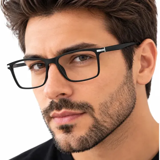 Armação De Óculos De Grau Lente Masculino Quadrada Cor Preto