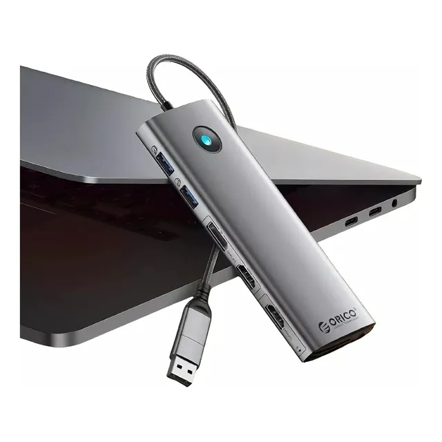 Hub Usb-c Displaylink 10 En 1 | 2 Pantallas Macbook M1/m2 Color Plateado