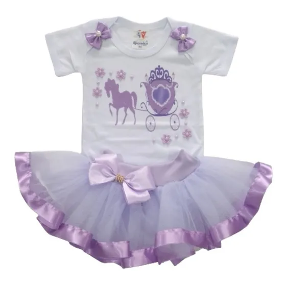 Conjunto Princesa Sofia Com  Saia E Faixa 