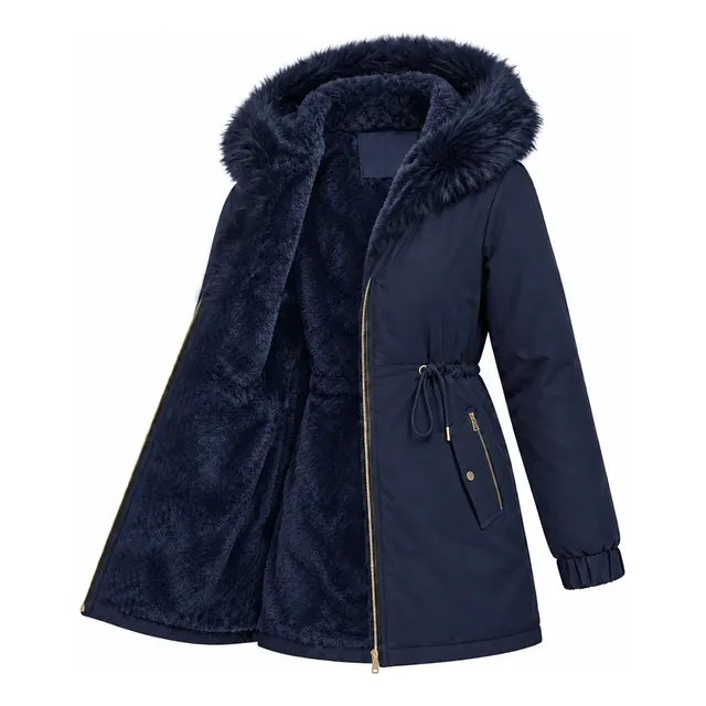 Parka con capucha y forro polar para mujer