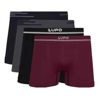 Kit 4 Cuecas Box Lupo Original Sem Costura Microfibra Boxer Kit 4 Cuecas Box Lupo Original Sem Costura Microfibra Boxer