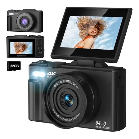 Cámara Fotografíca Digital 4k 30fps 64mp Pantalla Giratoria
