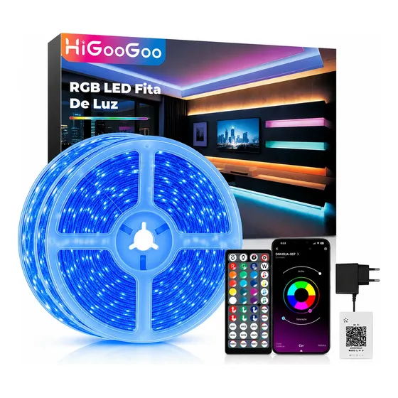 Fita De Luz Led Neon Rgb 40 Metros Musica Com App E Remoto