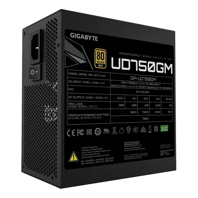Fuente De Poder Gigabyte Ud750gm 750w Plus Gold Modular 