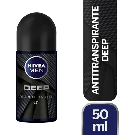 Nivea Men Deep Antitranspirante Dry & Clean Roll On 50 Ml.