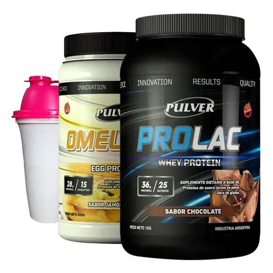 Alimentación Saludable Prolac Whey 1 Kilo + Omelette Proteíco Pulver + Vaso Divinizan + Dieta De Alimentos