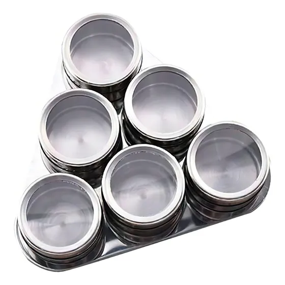 Porta Temperos Condimentos Magnetico Inox 6 Peças