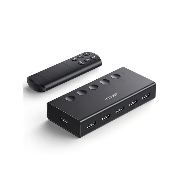 Ugreen Adaptador HDMI Switch 5 en 1 Negro 4K@60Hz con Control Remoto