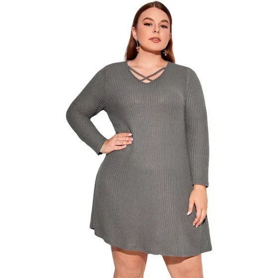 Vestido Tejido Con Tiras Cruzadas Delanteras Xl (12)