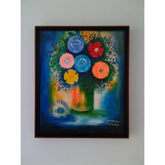 Cuadro De Flores De Macario Colombo 52 X 43,5