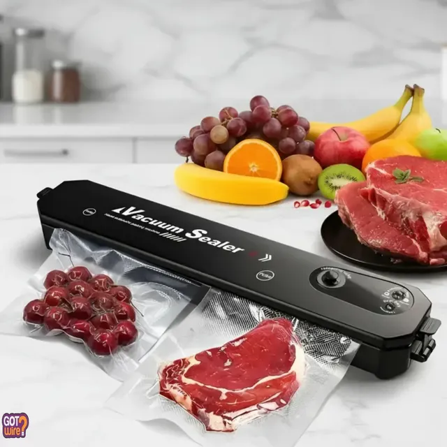 Maquina Seladora A Vácuo C/10 Sacos Extra Vacuo Domestica Portatil Cinza-escuro