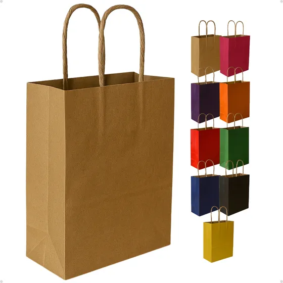 10 Sacolas Kraft Colorida Presente Tamanho P 21,5x8,5x17,5cm