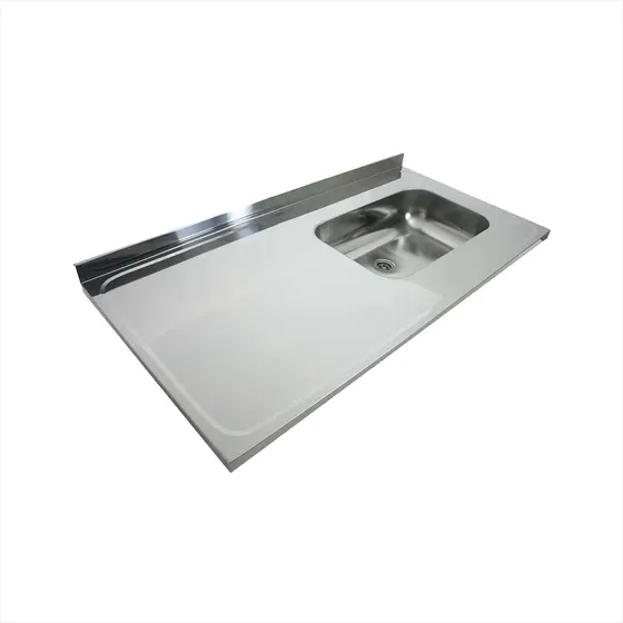 Mesada C/ Pileta Cocina Simple 160cm Dh52/e Acero Inoxidable Color Plateado 1