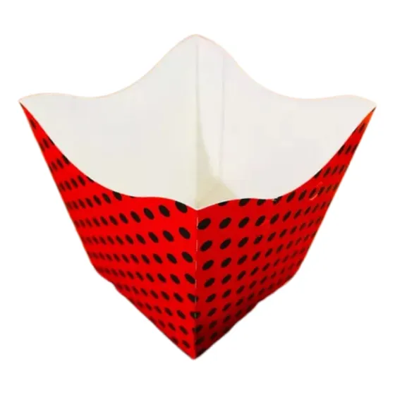 10 Cachepô De Papel Festa Decoração Poá Vermelho C/ Preto
