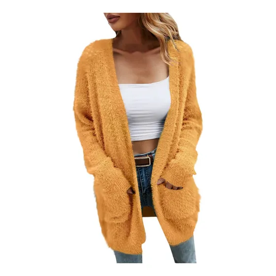 Cardigan Punto Para Mujer Sueter Ganchillo Color Solido 2022